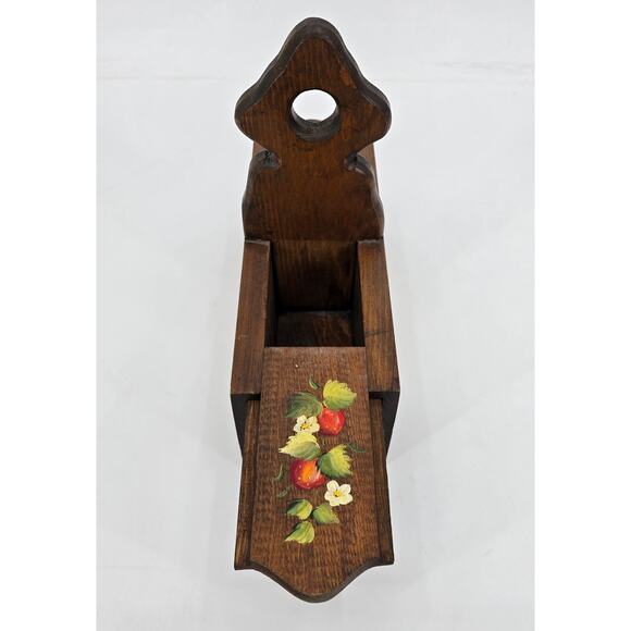 Vintage Hand-Painted Cottagecore Strawberry  Wooden Sewing or Recipe Box - Picture 6 of 8